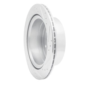 Mitsubishi Montero Brake Rotor (1) - Rear Left - R1 Concepts - Drilled & Slotted - Silver - `15-`17